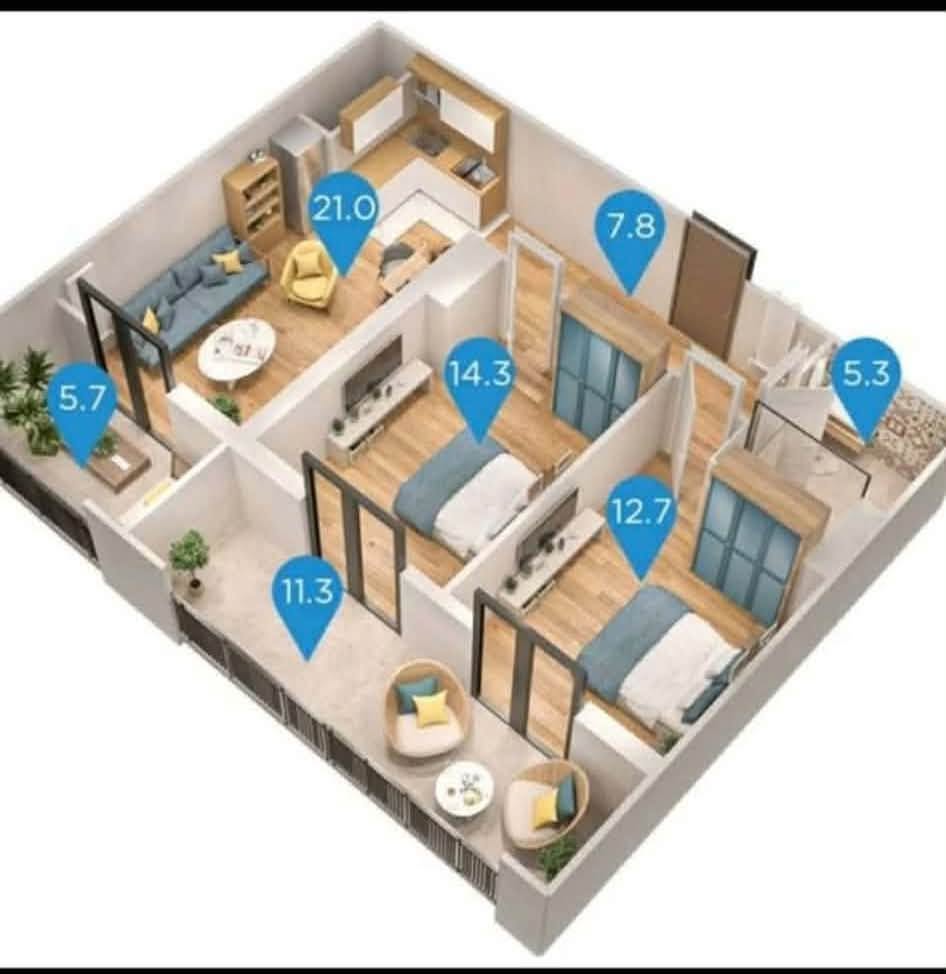 3 otaqlı mənzil satılır, Tbilisi — $1,250