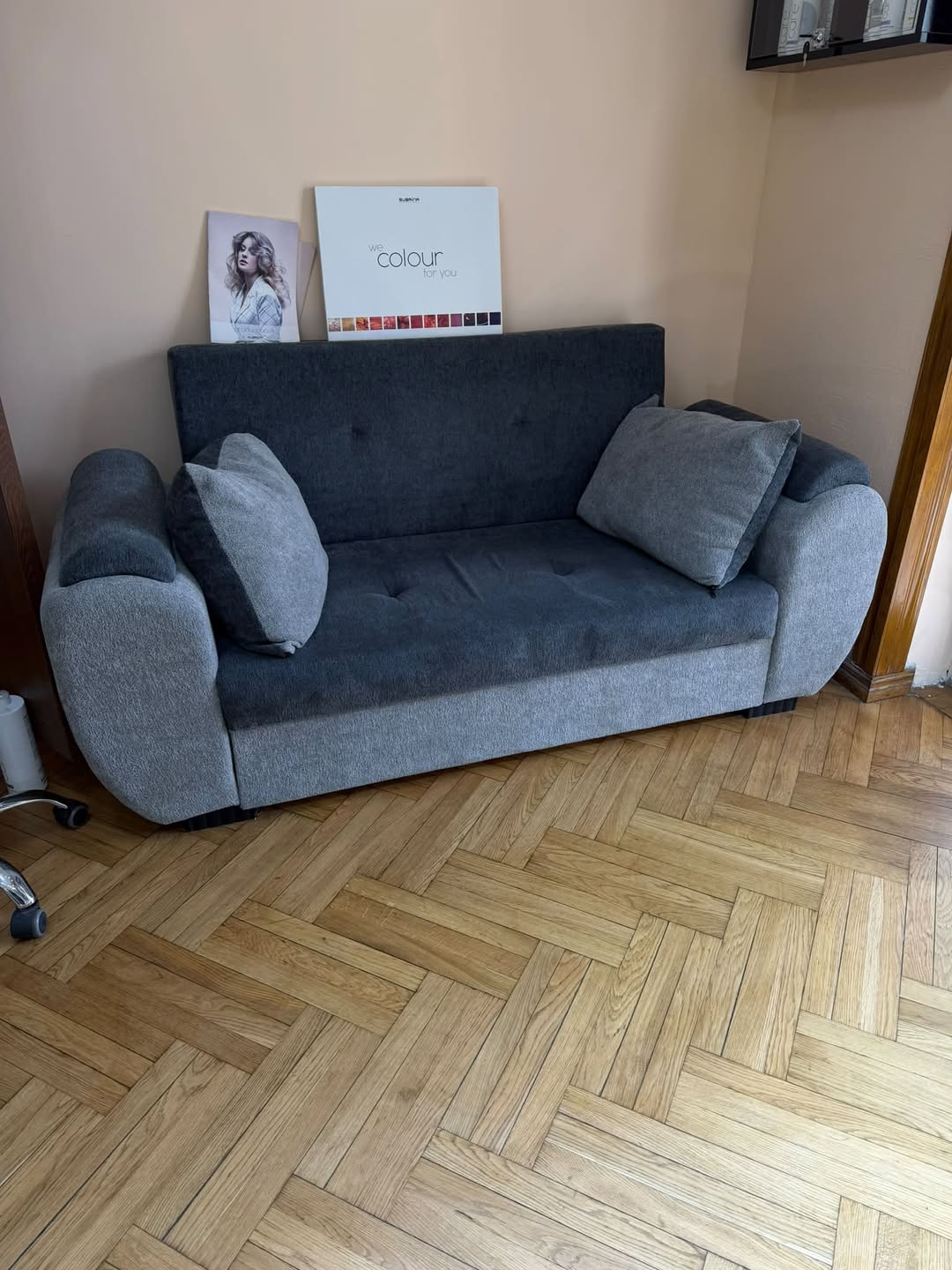 Used gray sofa bed with storage for 3 months