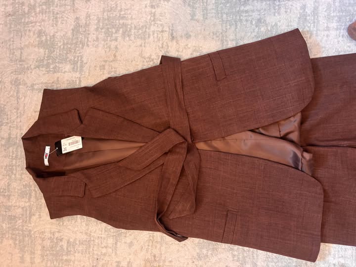 Brown belted waistcoat, new with tag