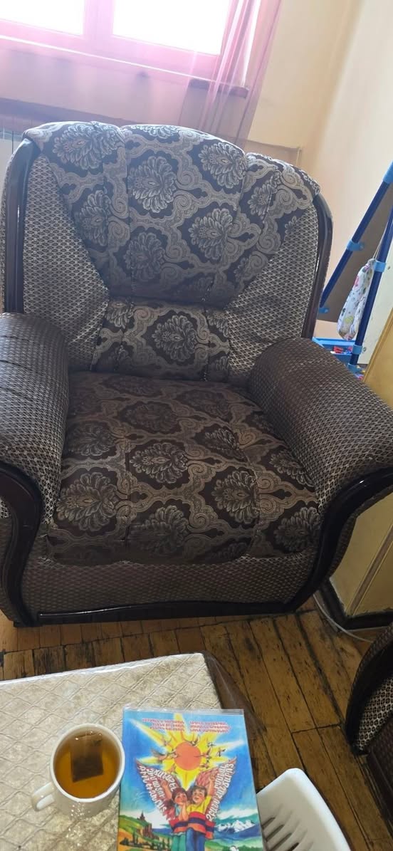 Sofa and armchair set, brown pattern