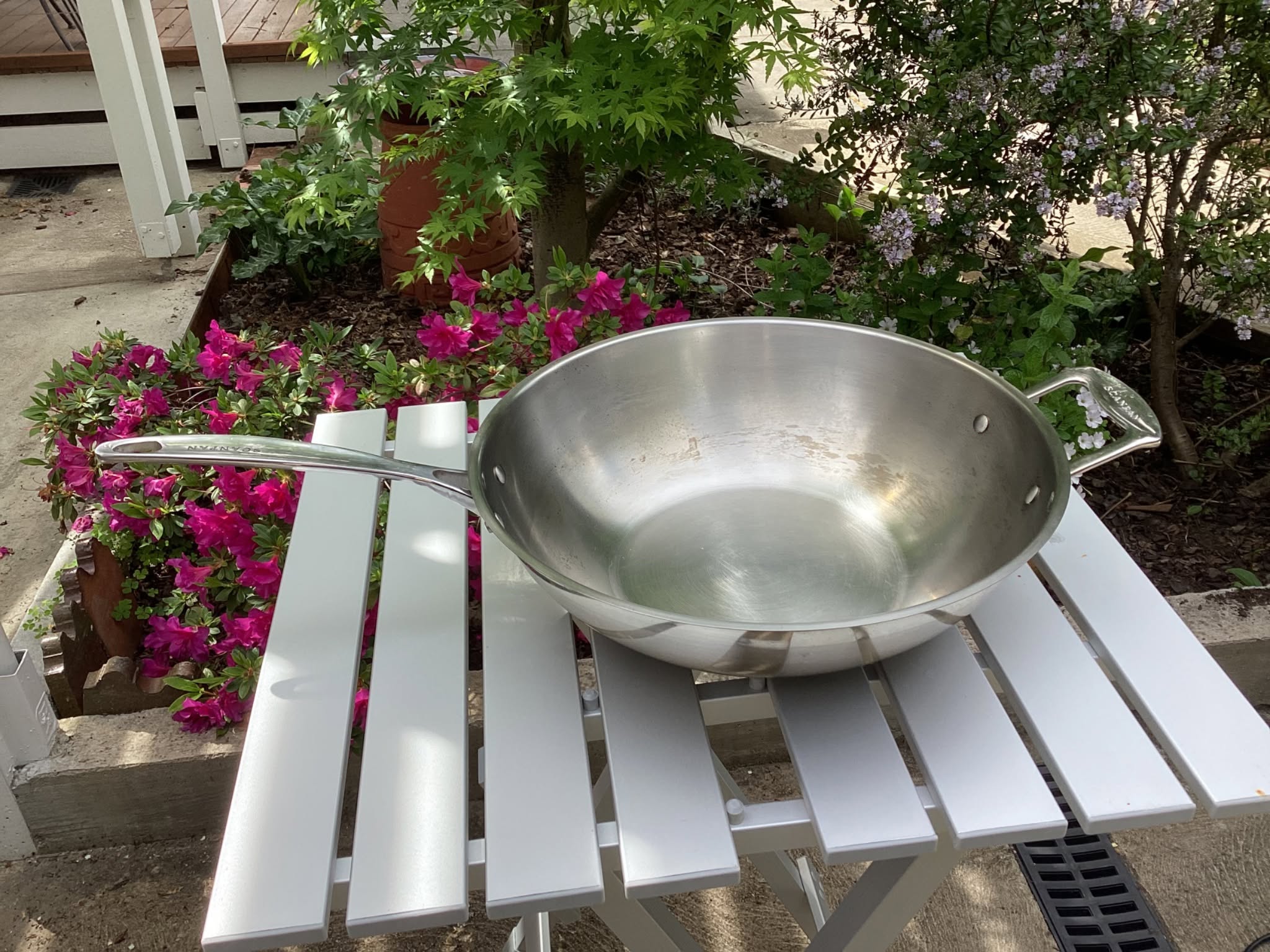 Scanpan 32cm stainless steel wok, without