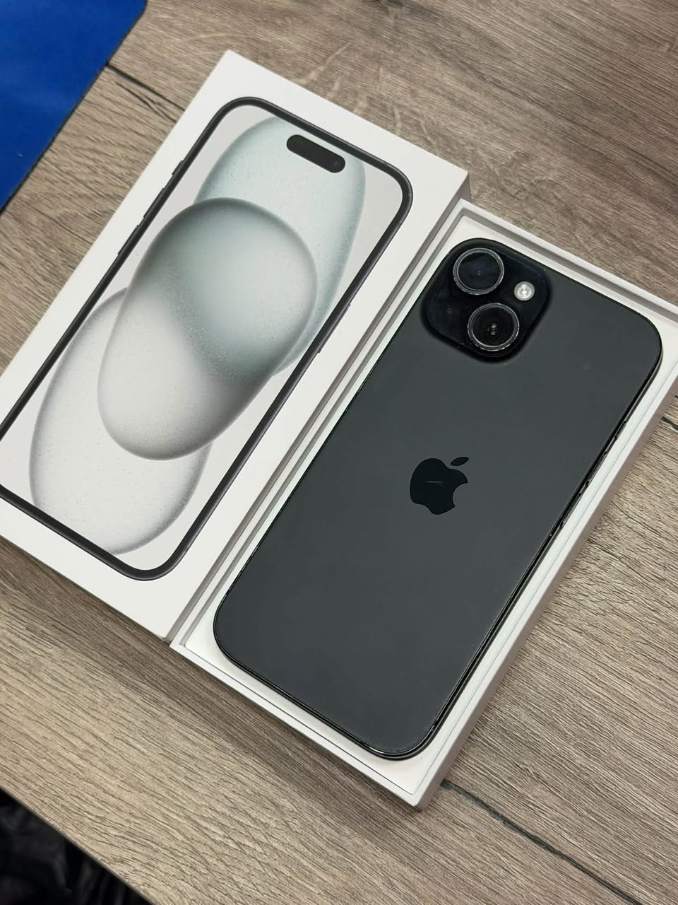 iPhone 15, Black, 128 GB, battery health 78%, the phone costs 850₾