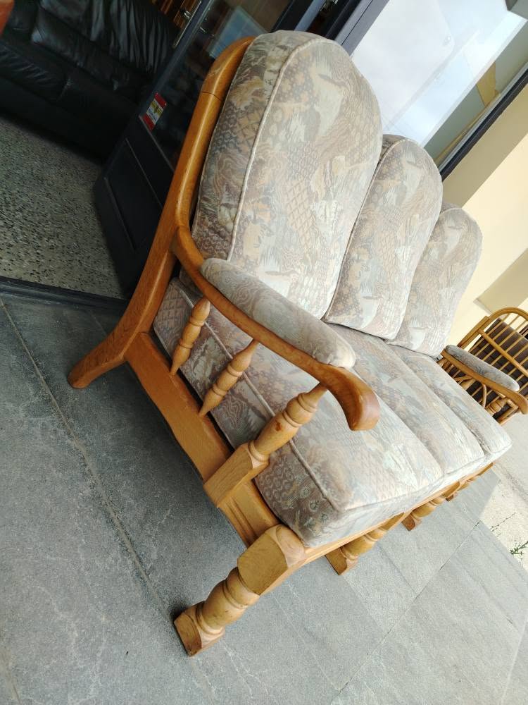 German massive wooden three-seat sofa for sale