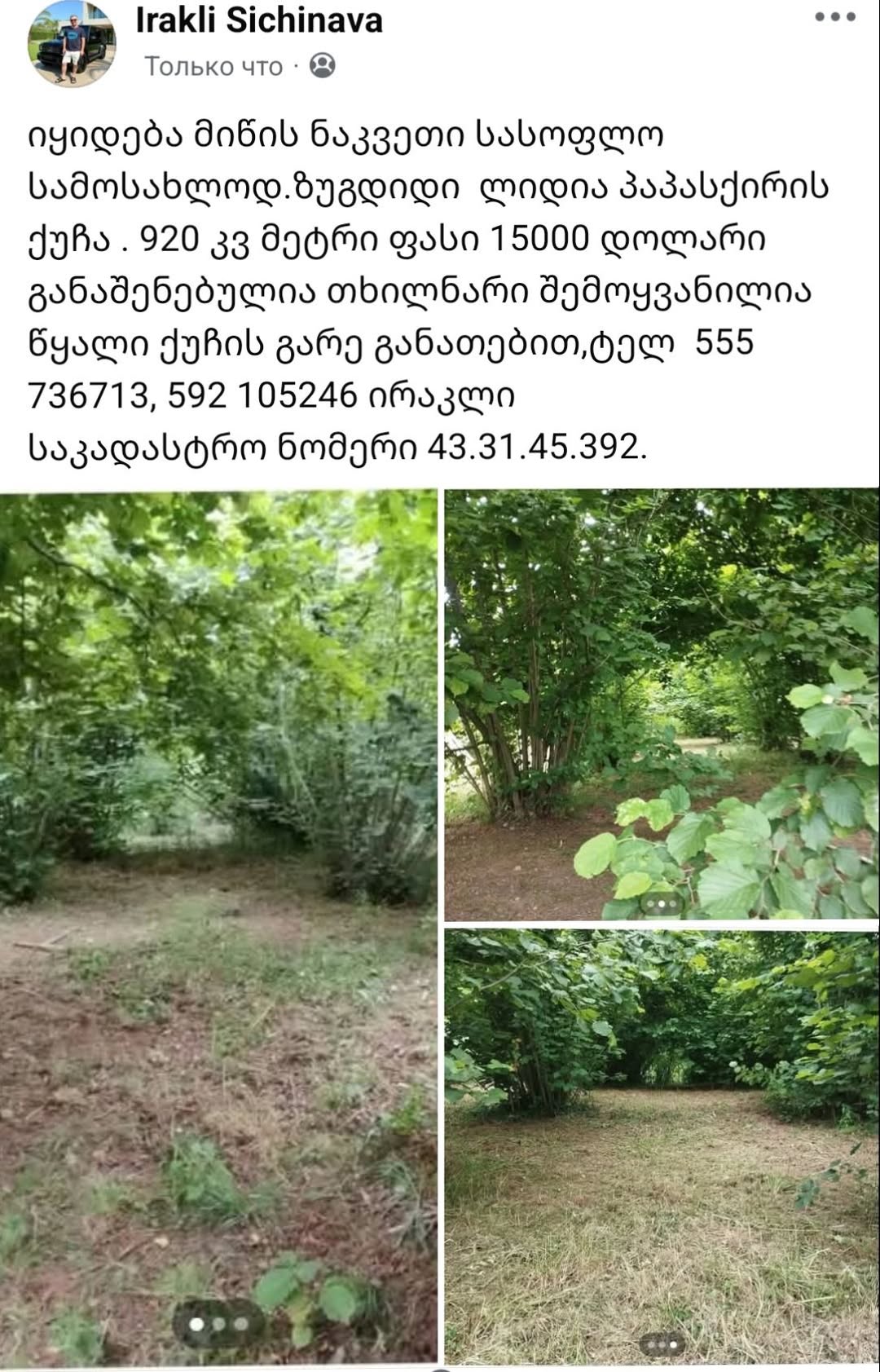 Участок земли, 920 кв.м, Зугдиди