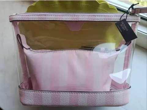 Victoria's Secret clear cosmetic bag set