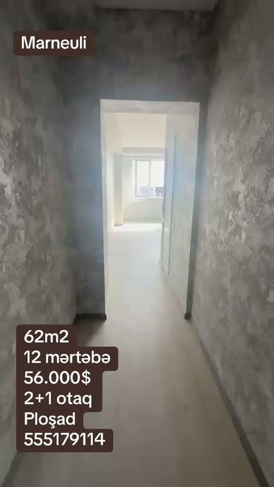 2+1 flat 62 m², 12th floor, Marneuli