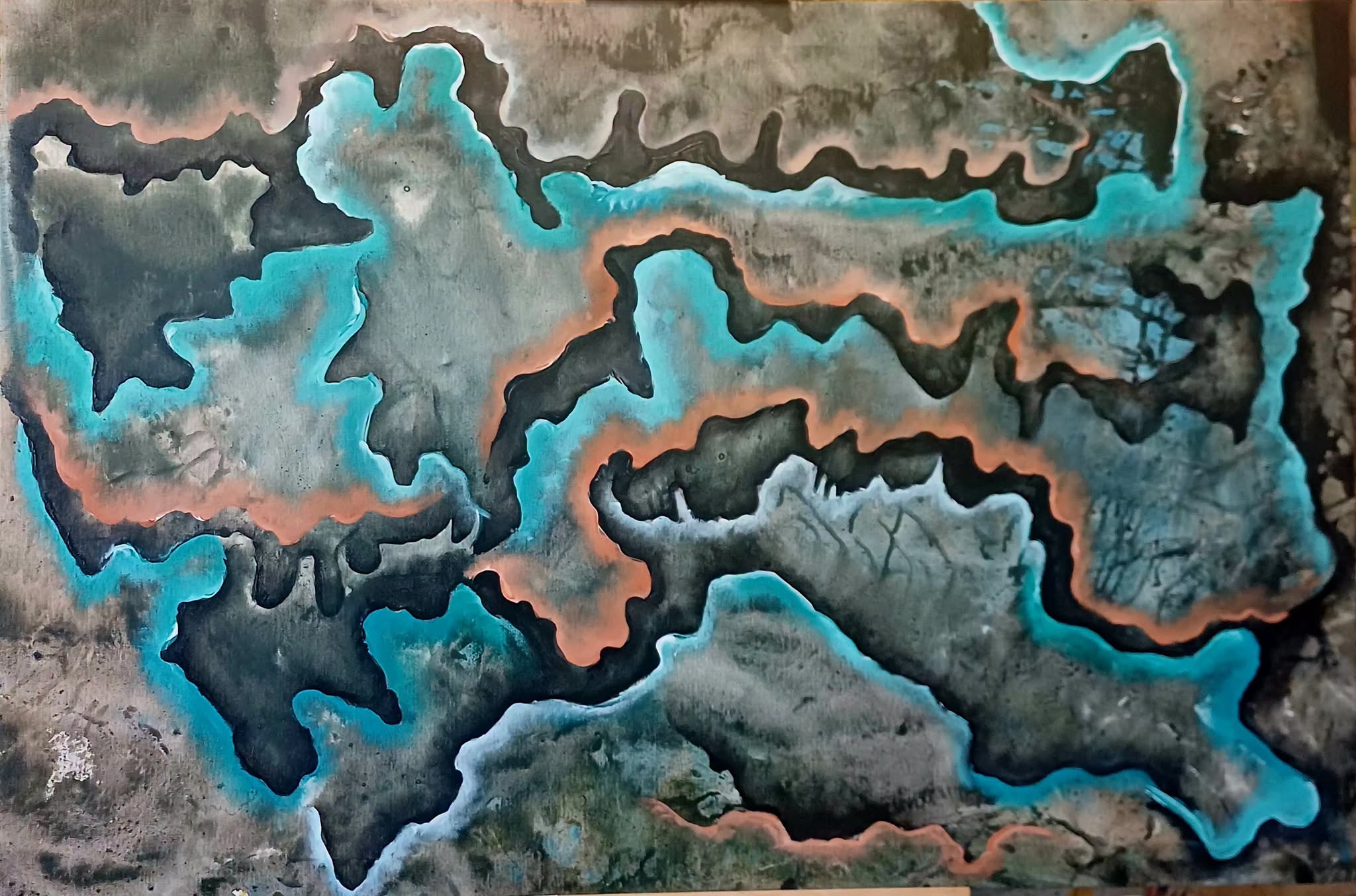 Abstract acrylic painting 80x125 cm