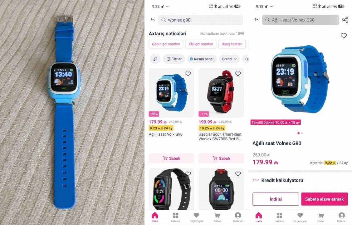 Blue kids smartwatch, used 2 months