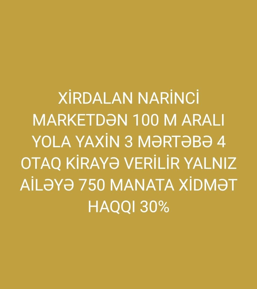 Mənzil satılır, Bakı