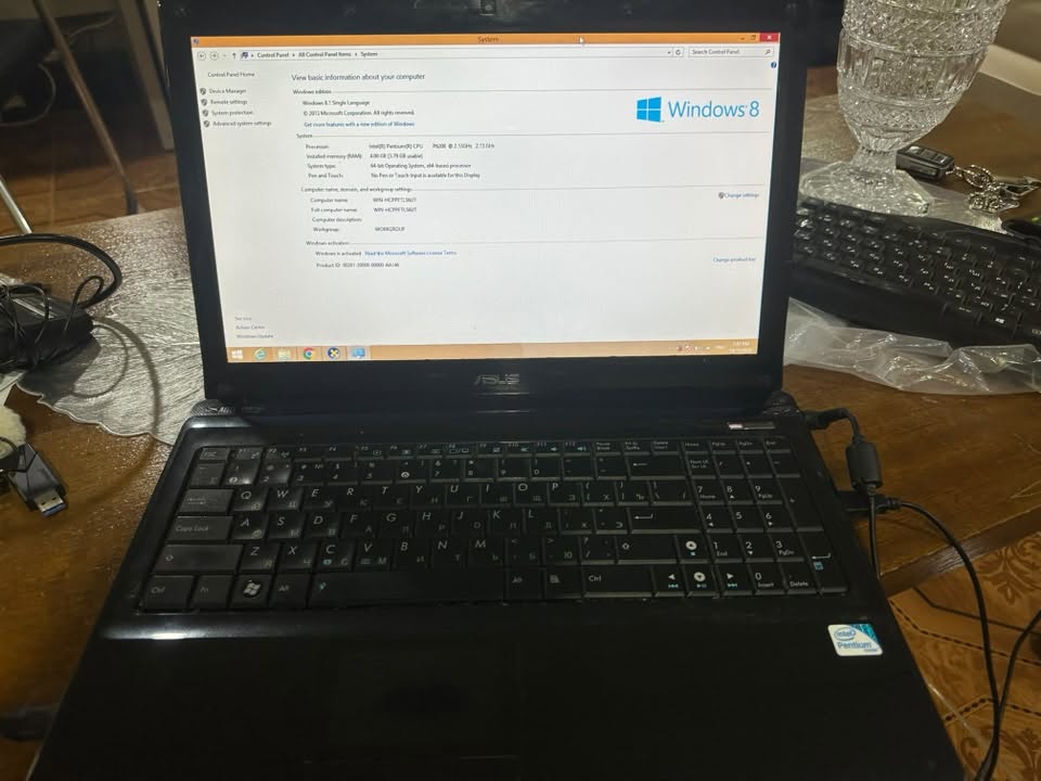 Asus laptop, Intel Pentium, Windows 8