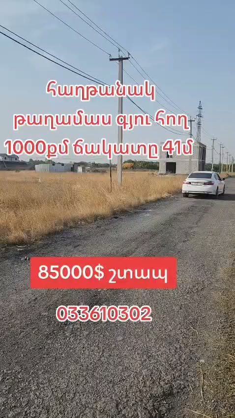 მიწა 1000 კვ.მ, ფასადი 41 მ